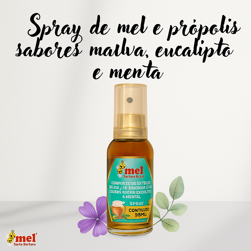 Spray de Mel e Própolis Malva, Eucalipto e Menta 35ml | Santa Bárbara | Alívio Refrescante e Natural