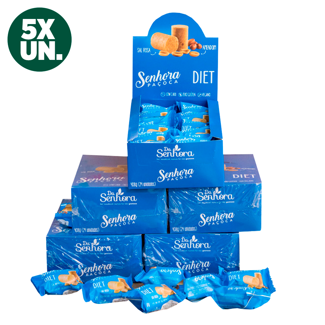 Paçoca DIET Vegano Sem Glúten KIT 5 Caixas C/ 24un