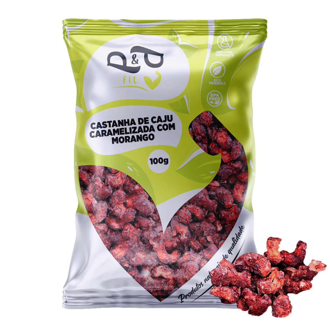 Castanha de Caju Caramelizada com Morango - P&P