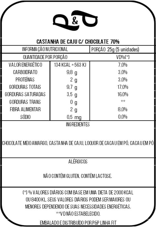 Cashew Dragee with 70% Chocolate – P&P