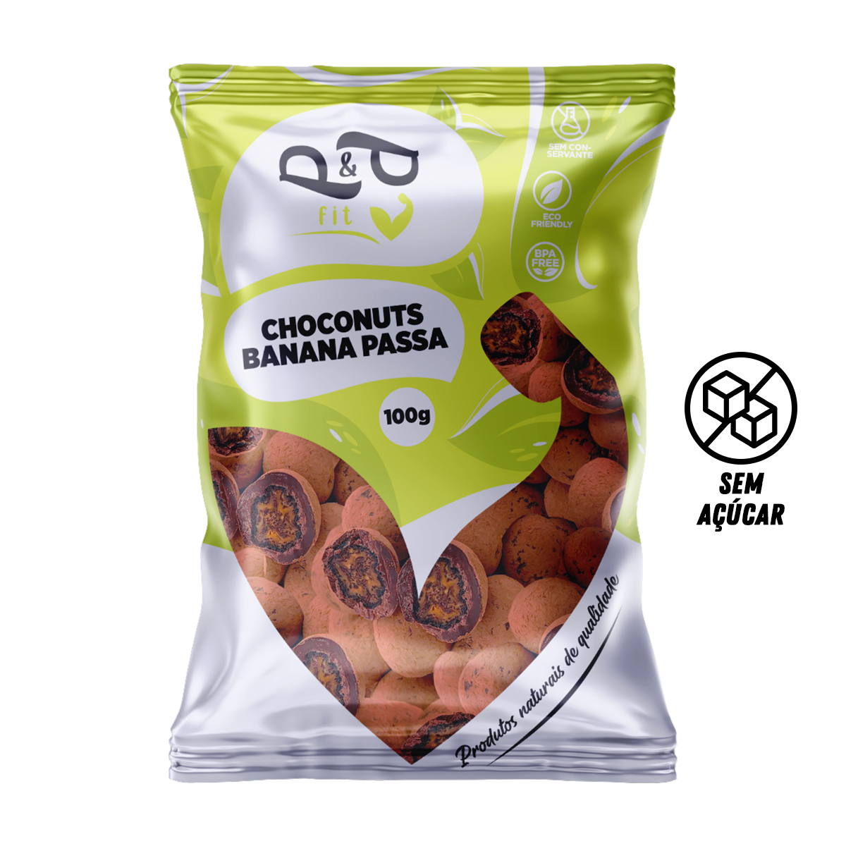 Choconuts P&P Banana Passa Chocolate Sem Açúcar Drageado