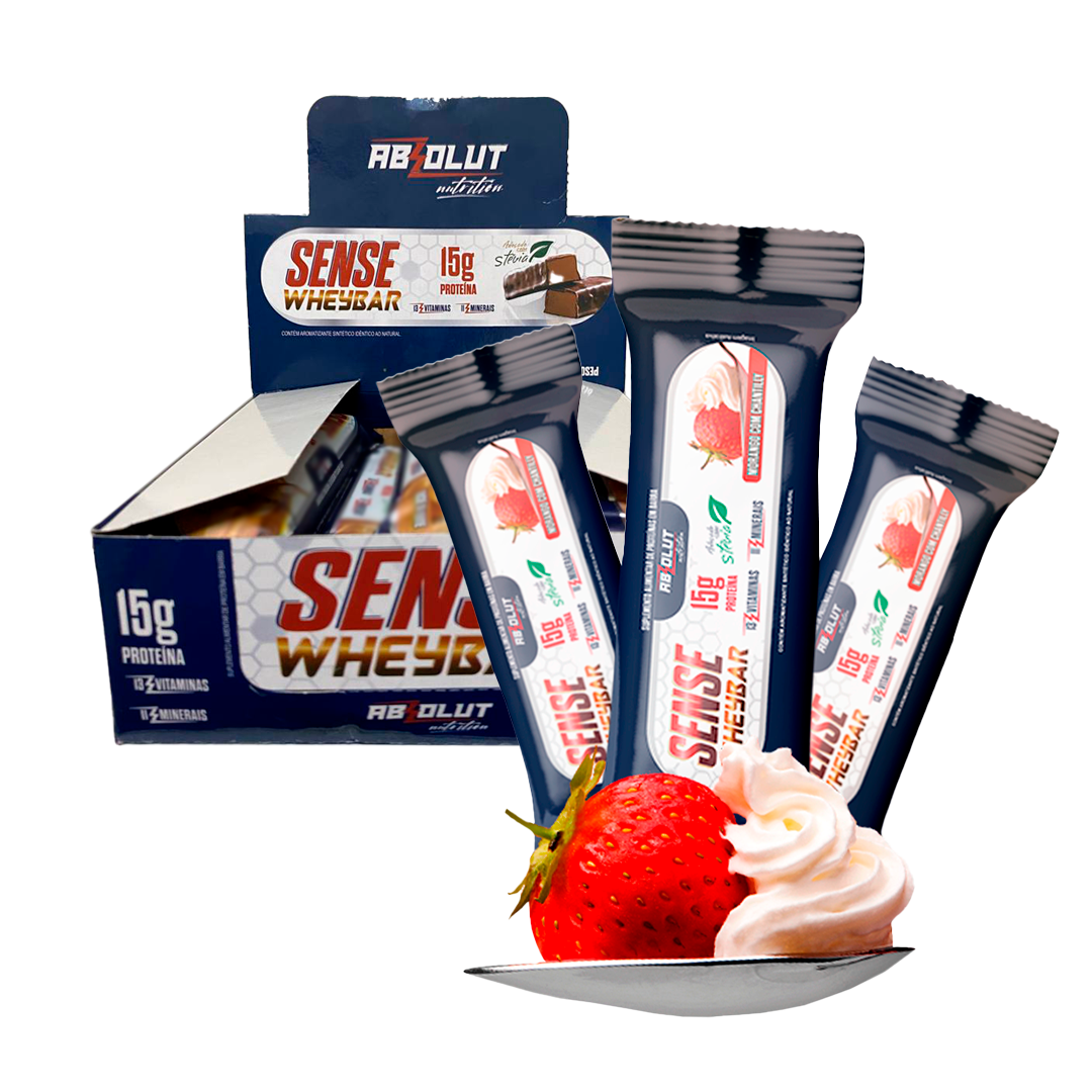 Barrinha de Proteína Sabor Morango com Chantilly 01 Unidade - ABSOLUT