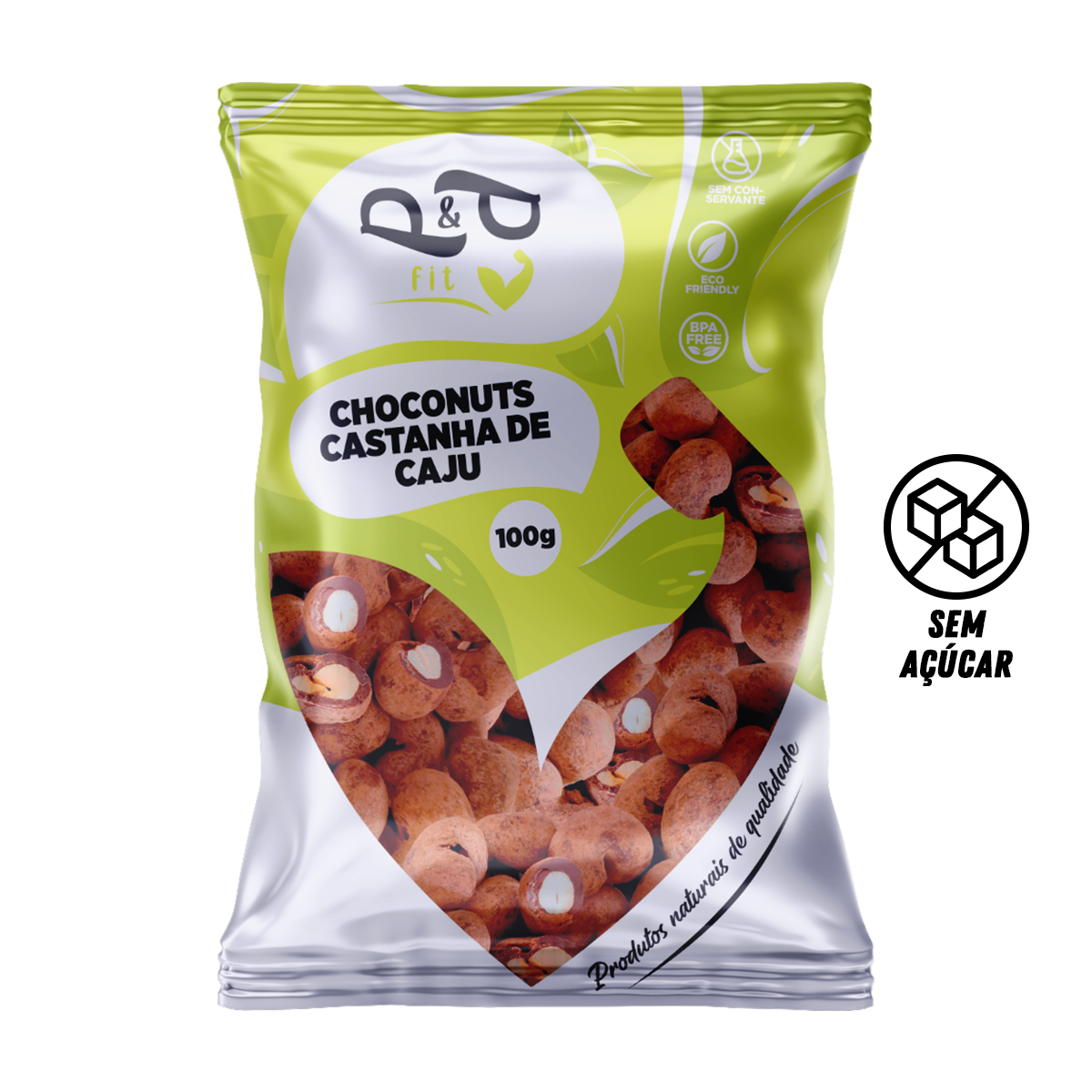 Choconuts P&P Castanha de Caju Chocolate Sem Açúcar Drageado