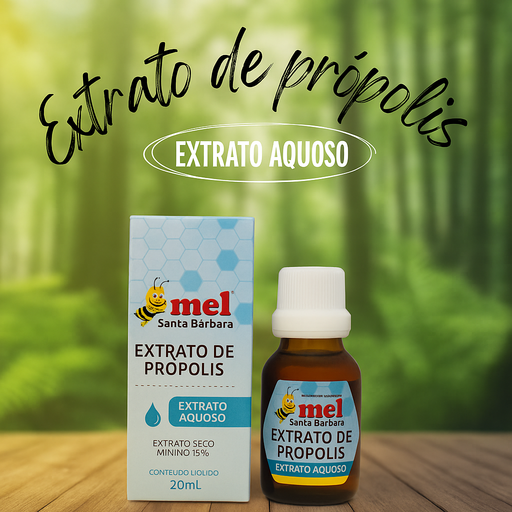 Extrato de Própolis Aquoso 11% Mel Santa Bárbara 20ml | Sem Álcool | Imunidade Natural | Uso Infantil e Adulto