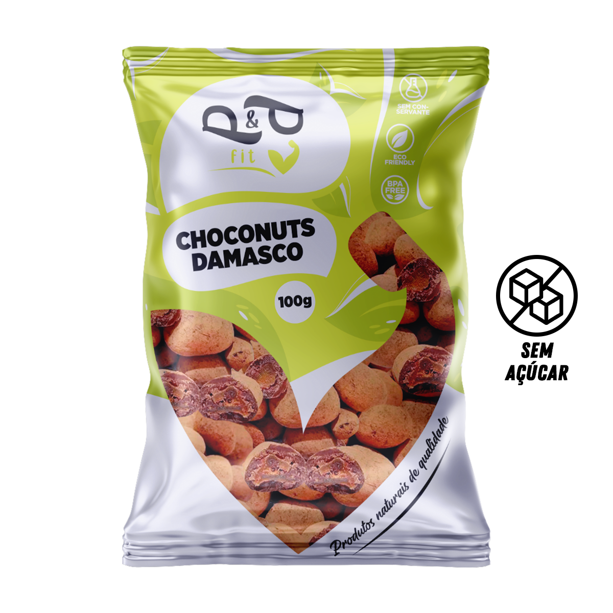 Choconuts P&P Damasco Chocolate Sem Açúcar Drageado