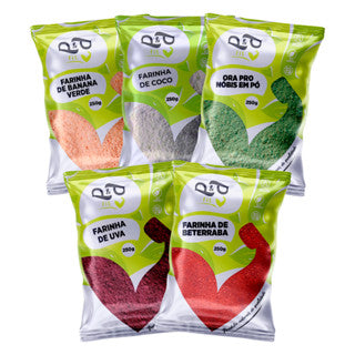 Combo Farinha Banana Verde, Uva, Beterraba em Pó, Orapronóbis e Farinha de Coco Low Carb