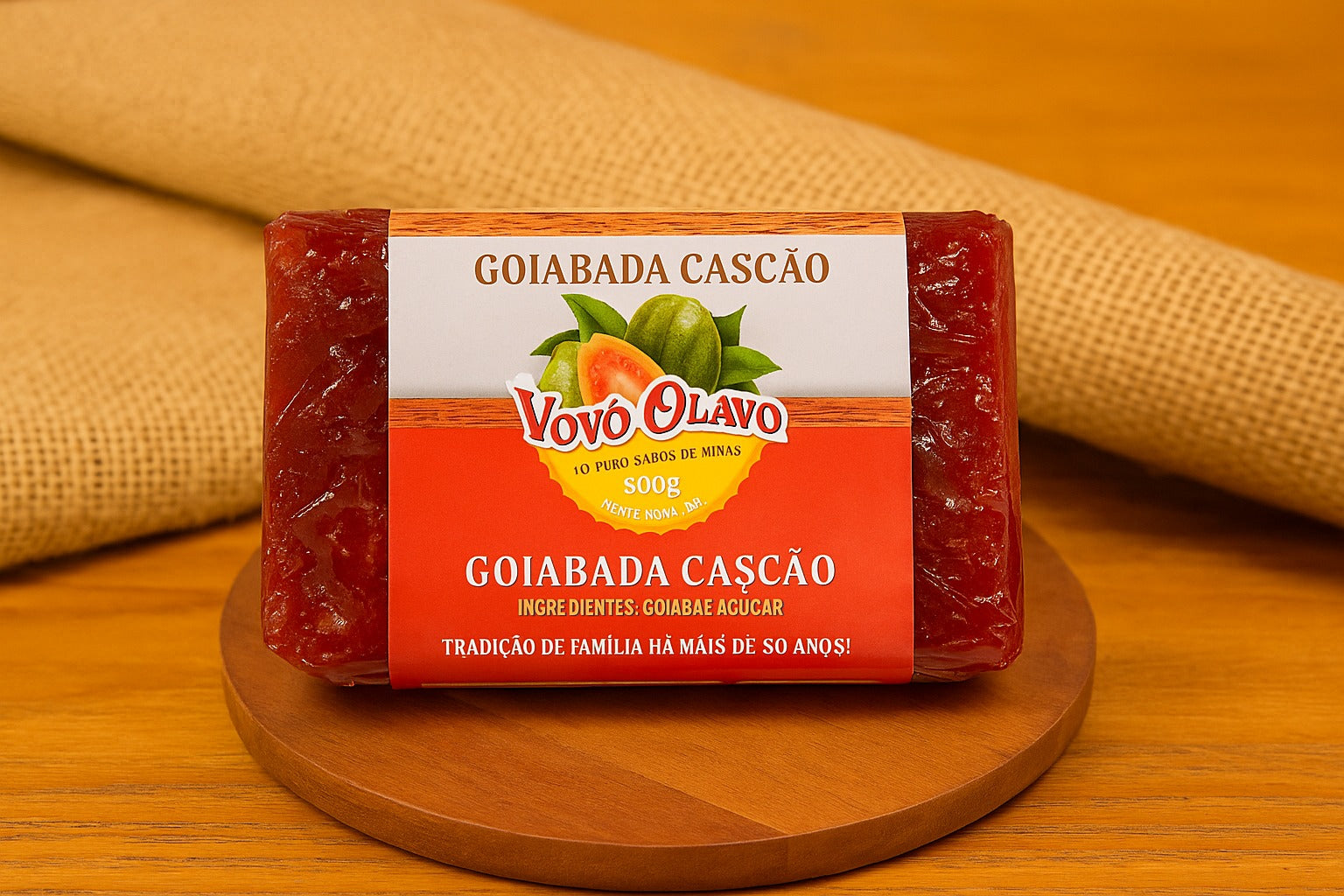 Goiabada Cascão Vovô Olavo  Barra Tradicional | Sabor Autêntico de Minas