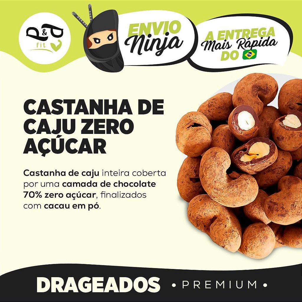 Cashew Dragee with 70% Chocolate – Sugar-Free - P&P