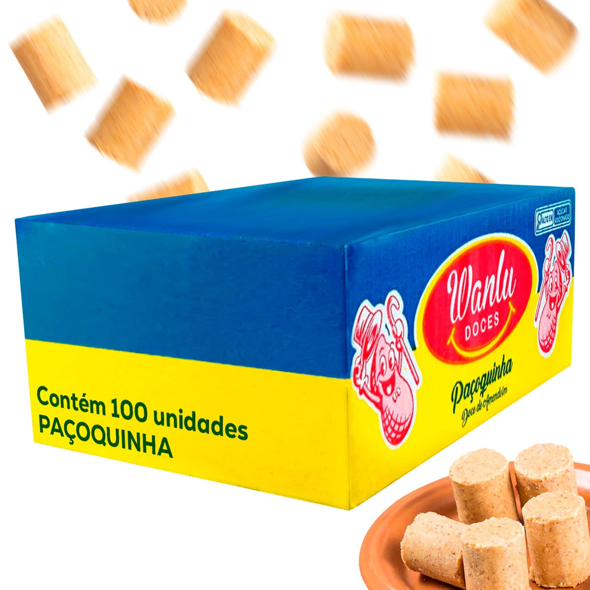Paçoca Rolha Embrulhada Wanlu Caixa 100un - Amendoim Tradicional