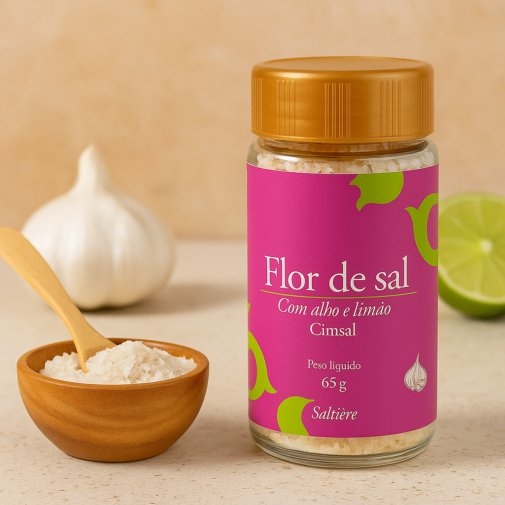Flor de Sal com Alho e Limão Cimsal Salière  Sabor Natural e Sofisticação