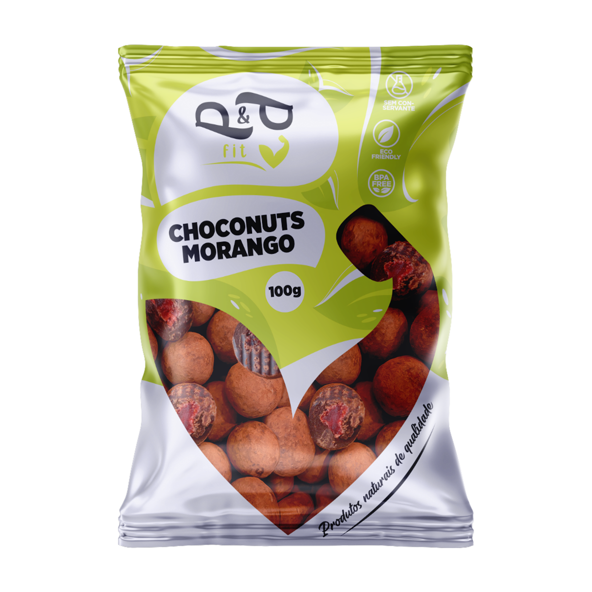 Choconuts P&P Morango Chocolate Sem Açúcar Drageado