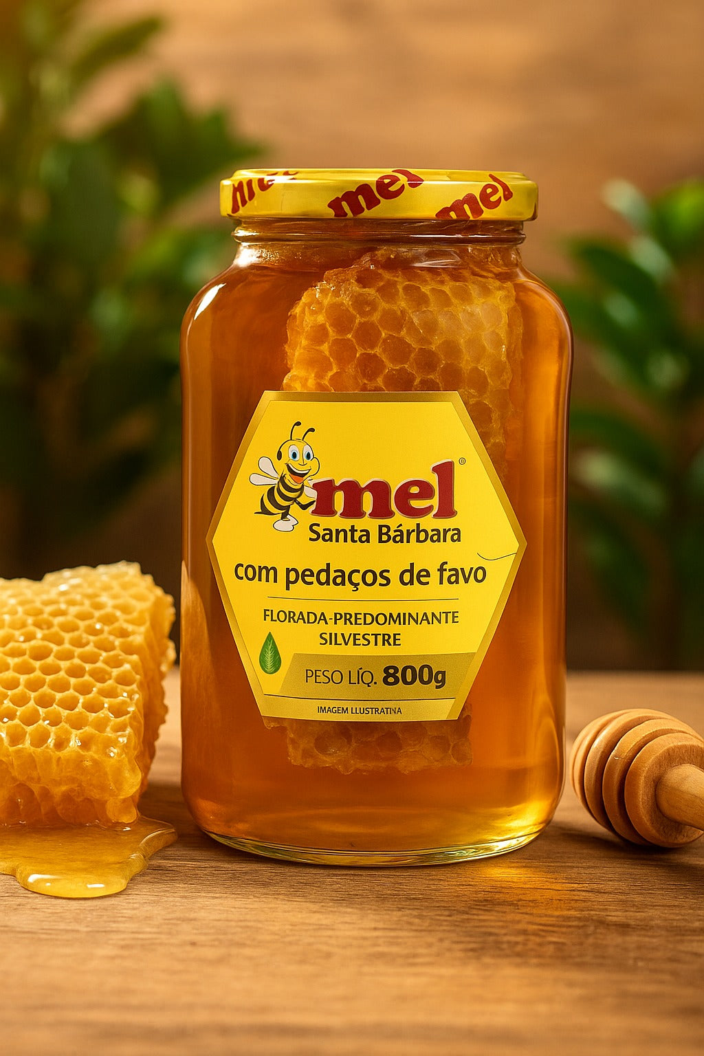 Mel com Favo Santa Bárbara | Puro, Natural e Artesanal  Florada Silvestre