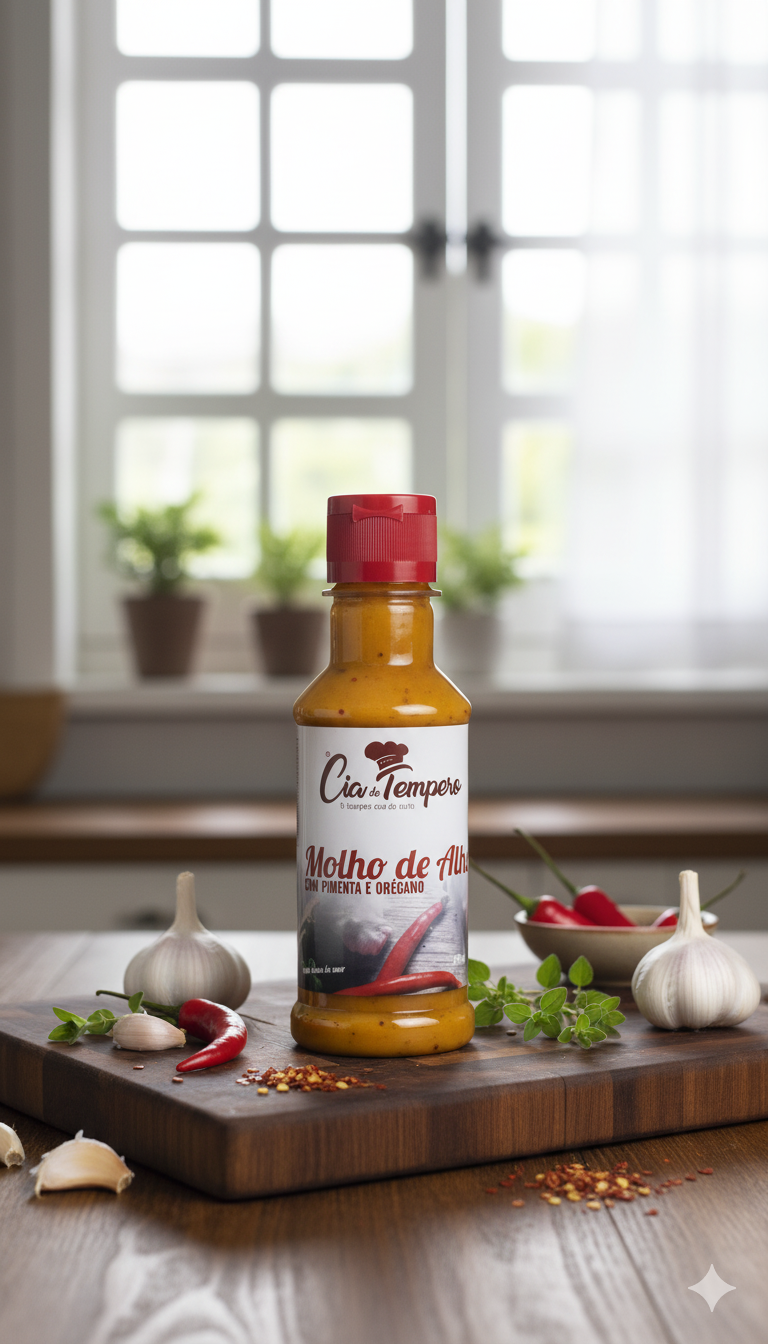 Molho De Alho Com Pimenta e Orégano 180ML CIA DO TEMPERO