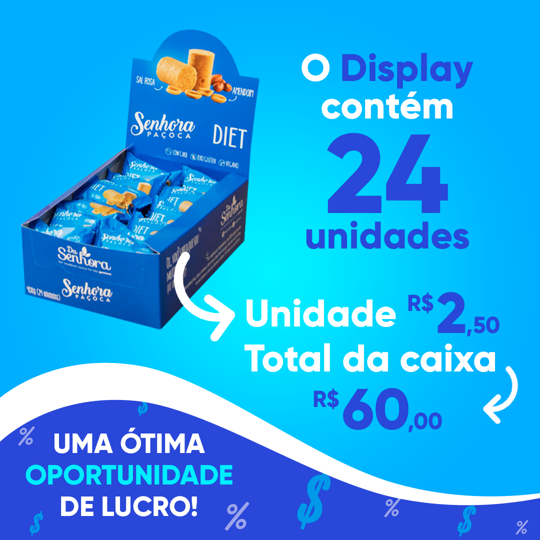 Paçoca DIET Vegano Sem Glúten Caixa C/ 24un