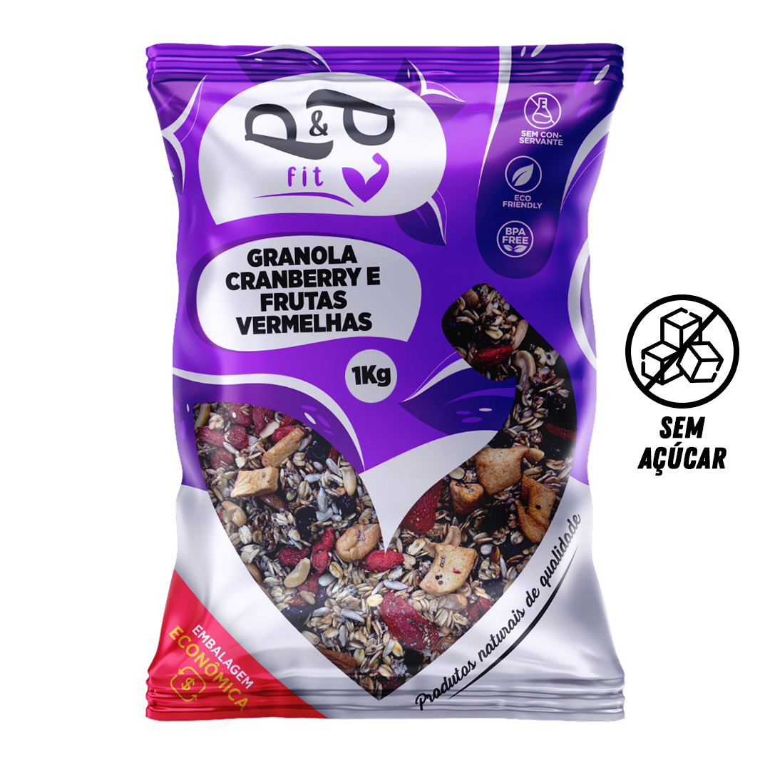 Granola P&P Cranberry e Frutas Vermelhas Sem Açúcar  - P&P