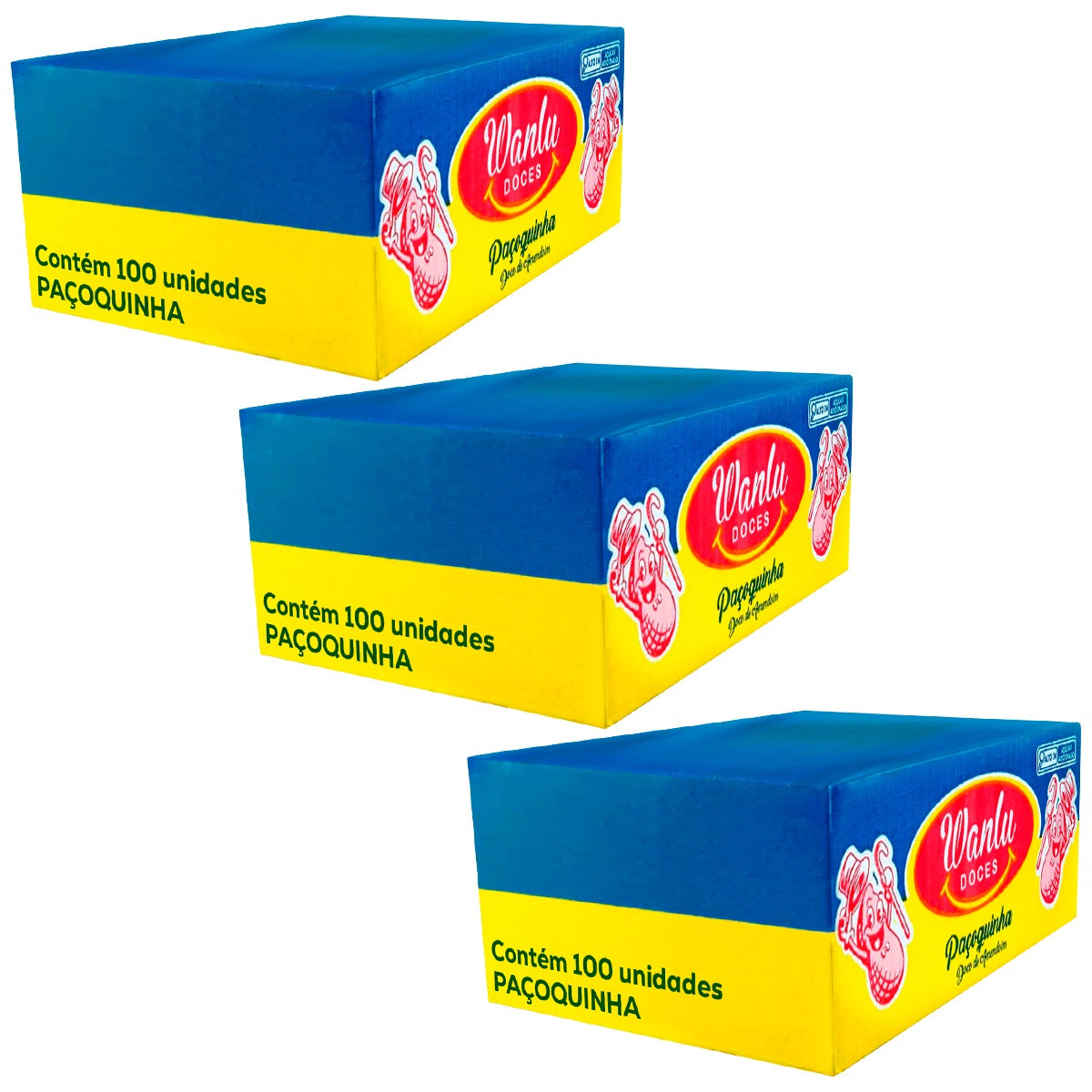 KIT 3X Paçoca Rolha Embrulhada com 100un caixa