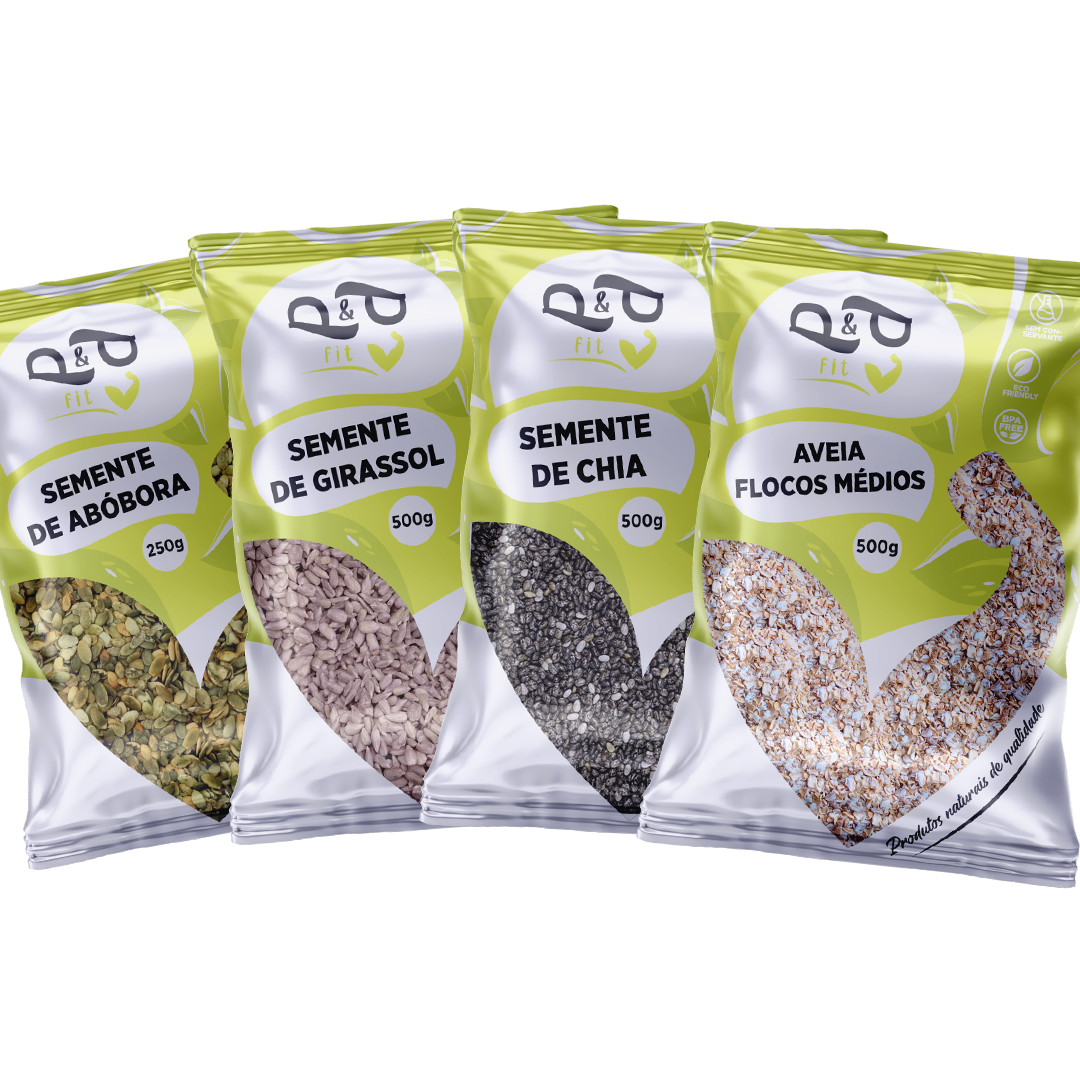 Semente De Chia, Girassol, Abóbora, Aveia Flocos Integral