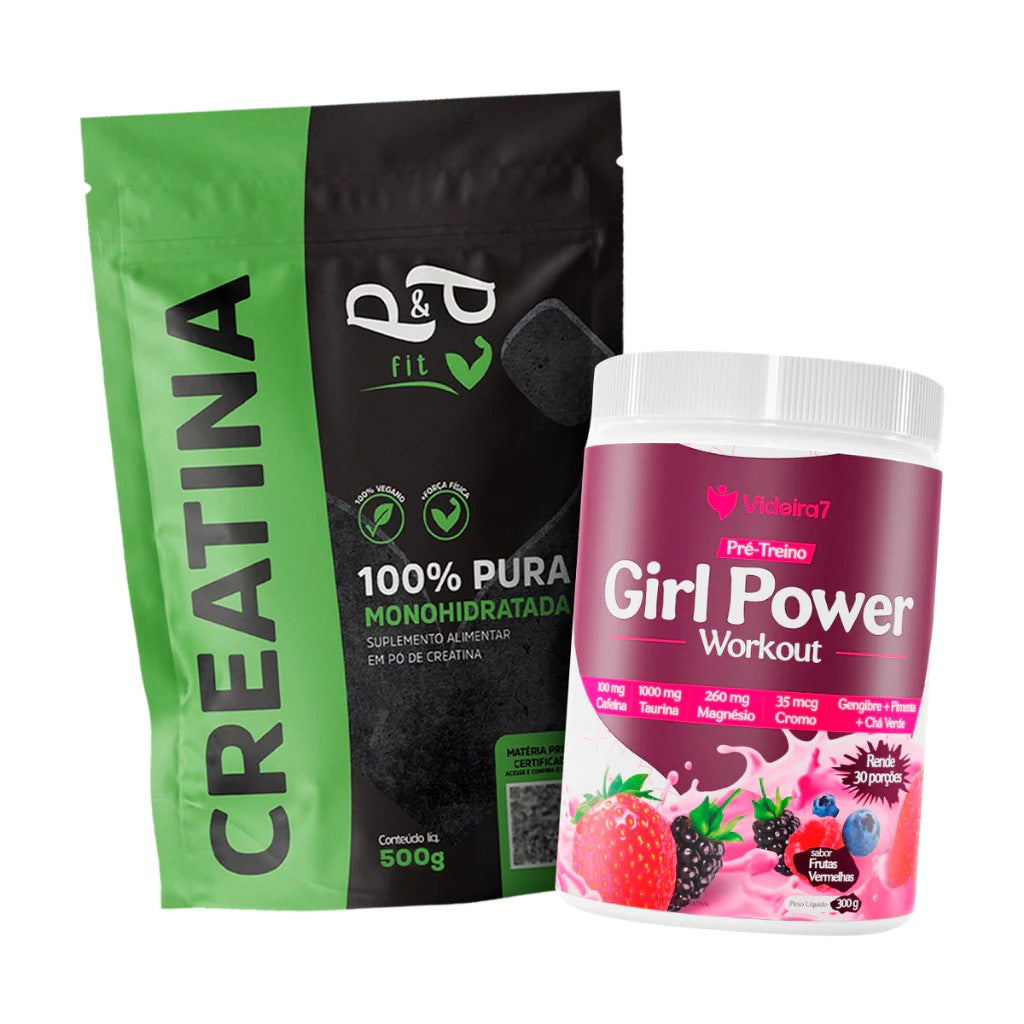 Creatine 100% Pure Monohydrate 500g + Pre-Workout Feminine Girl Power 300g Kit