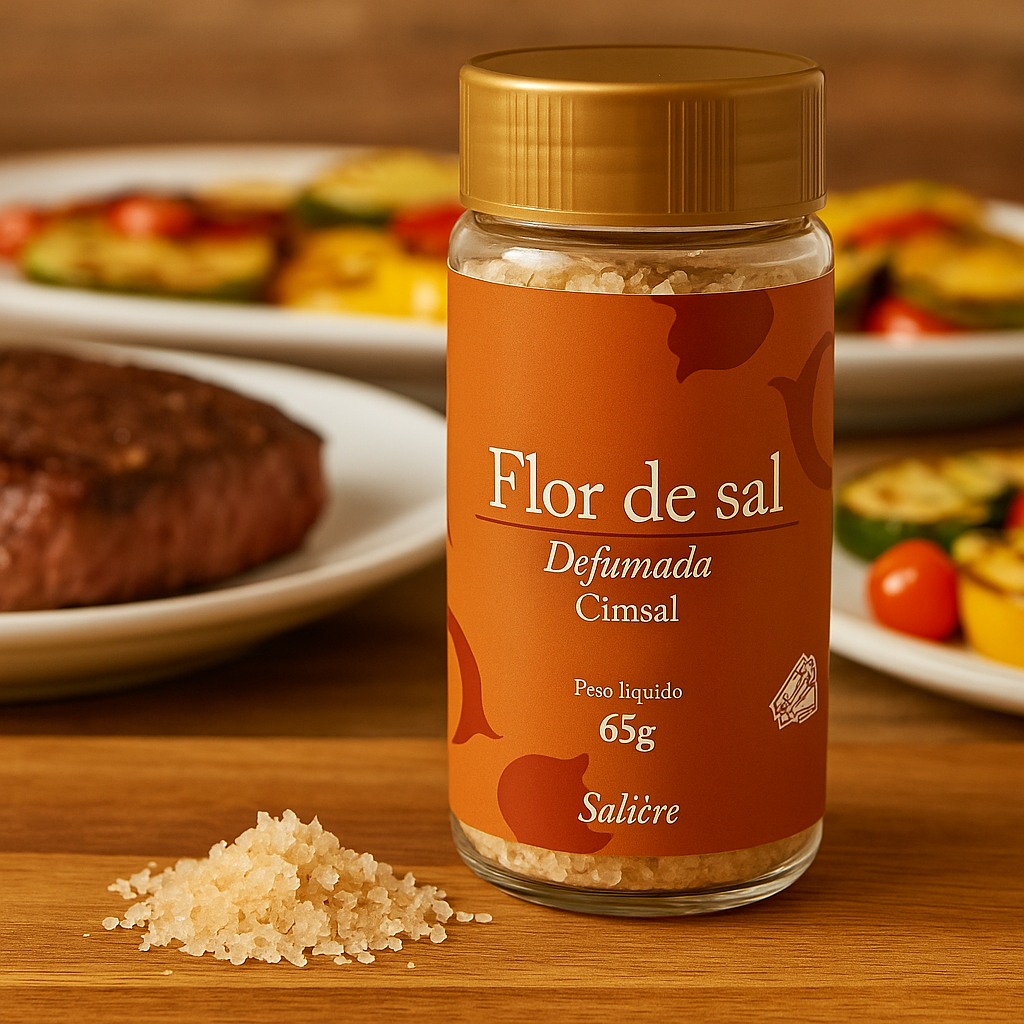 Flor de Sal Defumada Cimsal Salière  Toque Gourmet com Aroma Natural de Fumaça