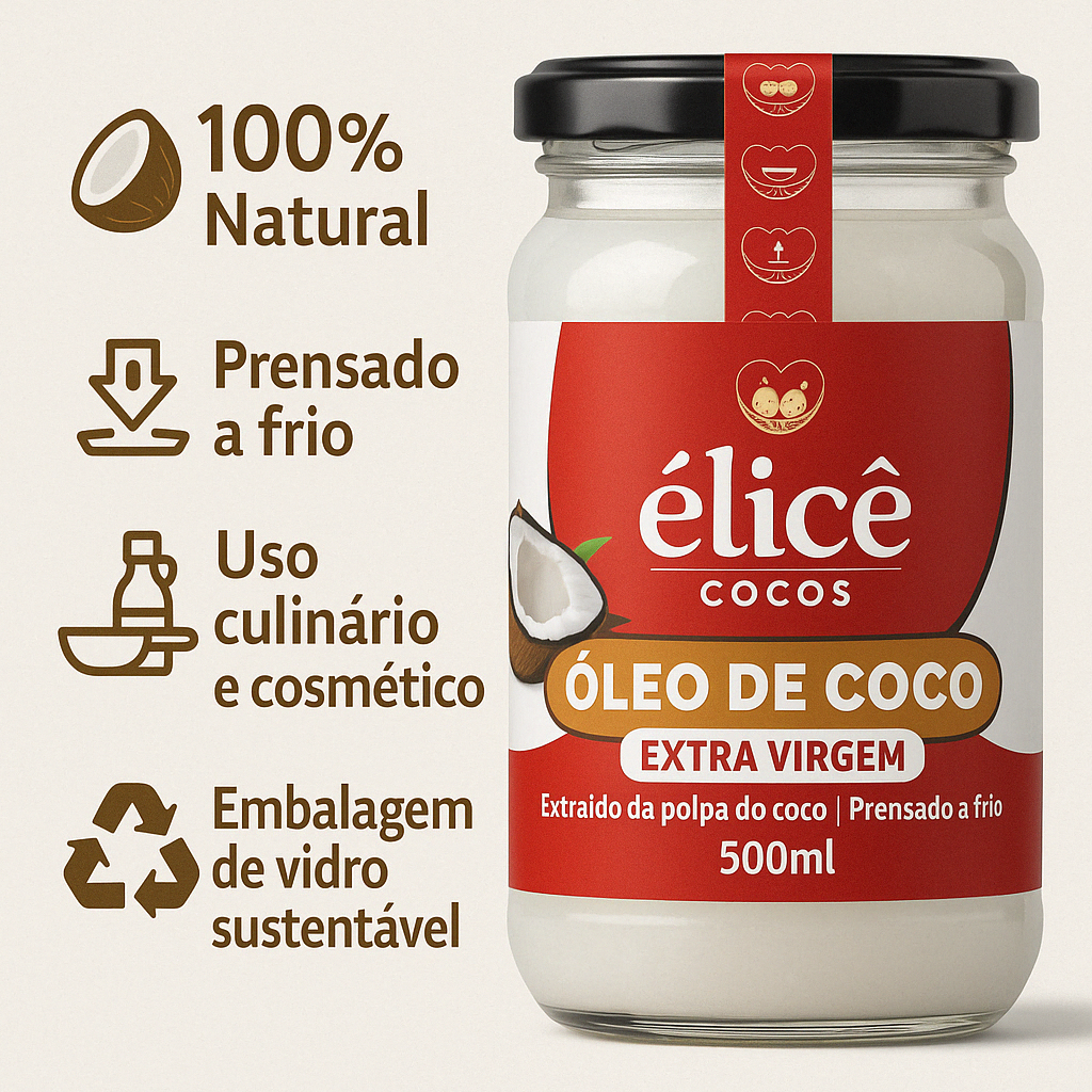 Óleo de Coco Extra Virgem 500ml - Élicê Coco